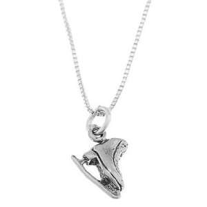   Sterling Silver Double Sided Figure Skater Ice Skate Necklace Jewelry