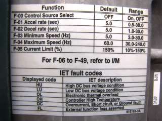 HP RELIANCE ELECTRIC VS DRIVE SP 500 VFD CONTROLLER  