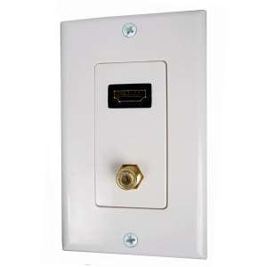 Pack   HDMI & Coax Single Gang White Wall Face Plate  