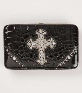 MONTANA WEST COUNTRY ROAD BRAND CROSS WALLET CT W007 BLACK  