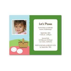  Birthday Party Invitations   Sunshine Picnic Green Apple 