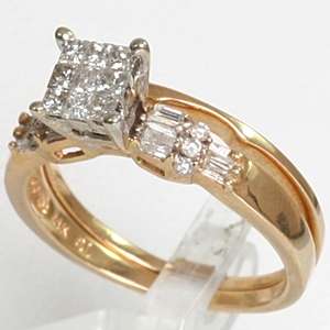   67 CTW Princess Cut Diamond Engagement Ring w/ Matching Wedding Band