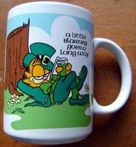 Garfield Irish Blarney White Ceramic Enesco Mug Cup  