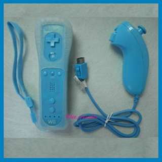 Blue Nunchuck & Remote Controller for Nintendo Wii Game  
