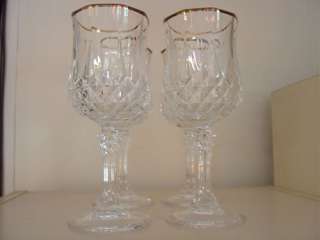 Wine Glasses Cristal dArques Longchamp Gold Glasses 24% French 