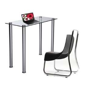   Tempered Glass and Aluminum Laptop Desk in Silver
