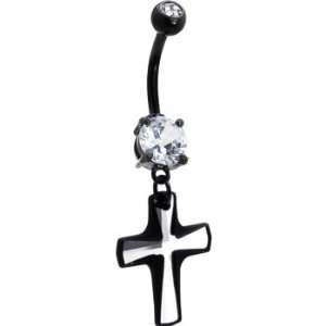    Handcrafted Austrian Crystal Cross Titanium Belly Ring Jewelry