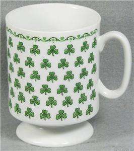 Footed IRISH COFFEE MUG Celtic Cup with SHAMROCKS  