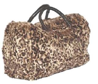 Plush Leopard Print Faux Fur Weekender Bag Tote Handbag Christmas 