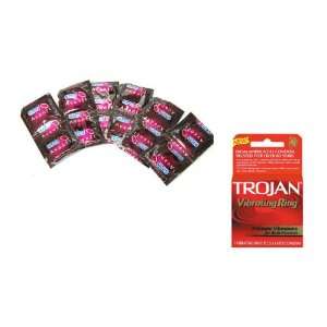   Polyurethane Condoms Lubricated 12 condoms Plus TROJAN VIBRATING RING