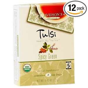 Davidsons Tea Tulsi Spicy Green, 8 Count Tea Bags (Pack of 12)