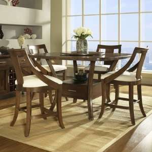  Gatsby 5 Piece Pub Table Dining Table Set in Medium Brown 