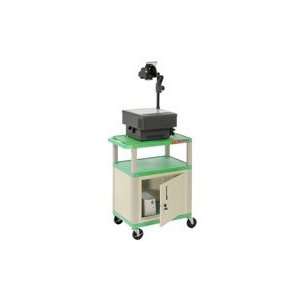   Utility Cart 3 Shelves Green With Security Cabinet