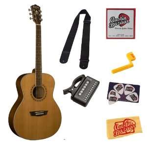  Washburn WMJ11S Mini Jumbo Acoustic Guitar Bundle with 
