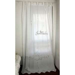 com Vintage Cutwork&crochet Lace Decorated White Large Cotton Curtain 