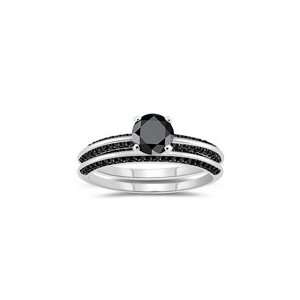   95 Cts Black Diamond Engagement & Wedding Rings in 14K White Gold 4.5