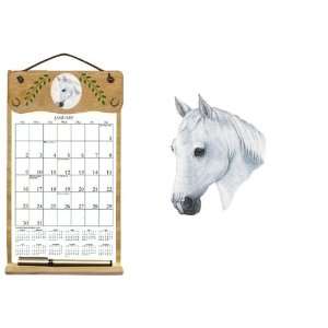  Wooden Refillable Horse Wall Calendar Holder with attached Pencil 