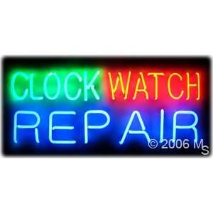 Neon Sign   Clock Watch Repair   Large 13 x 32  Grocery 
