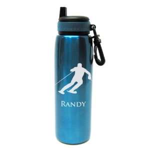  Skiing Etched Stainless Water Bottle