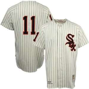   Sox #11 Luis Aparicio White Pinstripe 1959 Authentic Baseball Jersey